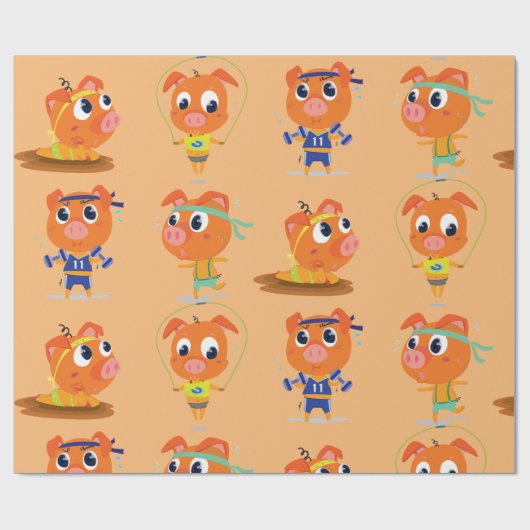 Varkens werken cadeaupapier (Vlak)