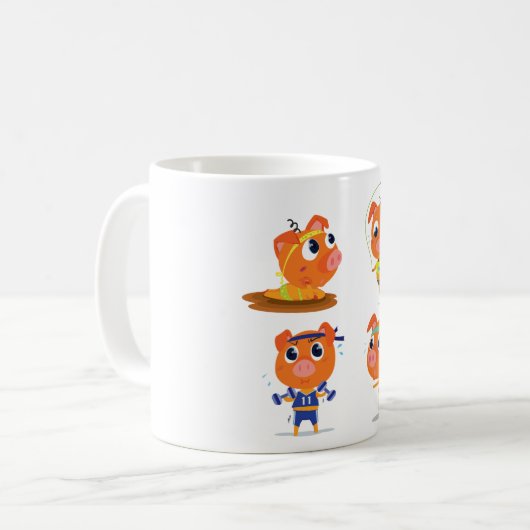 Varkens werken koffiemok (Voorkant links)