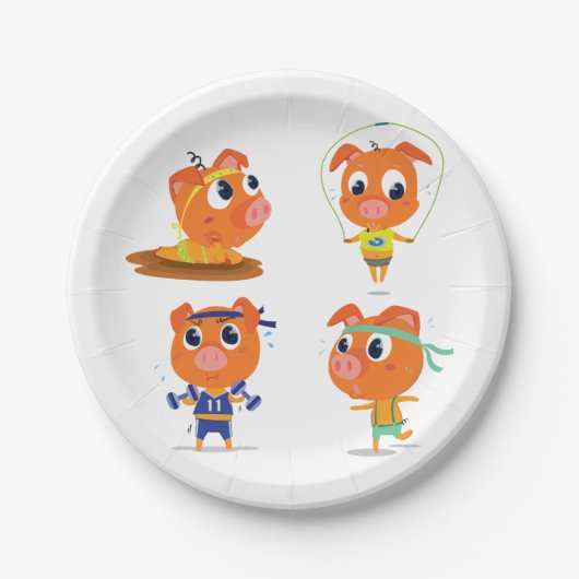 Varkens werken papieren bordje (Voorkant)