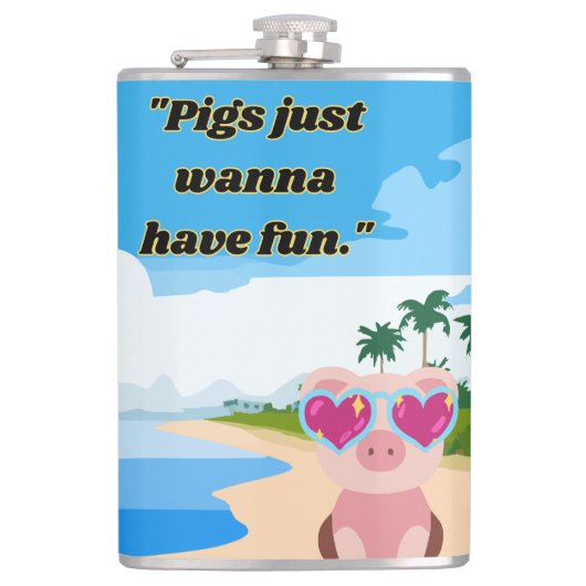 Varkens willen plezier hebben heupfles (Voorkant)