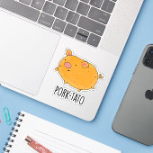 Varkensaardappel Grappige aardappel Pun Sticker (Laptop met iPhone)