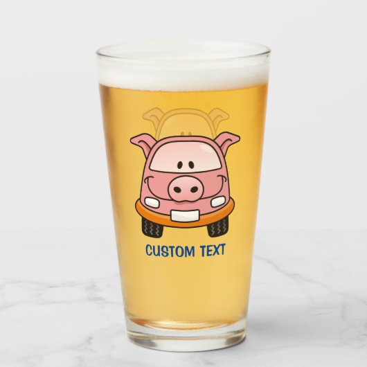 Varkensauto Cartoon Glas (Voorkant gevuld)