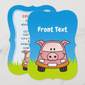 Varkensauto Cartoon Kaart (Voorkant / Achterkant)
