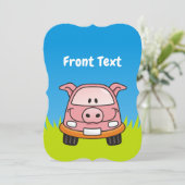 Varkensauto Cartoon Kaart (Staand voorkant)