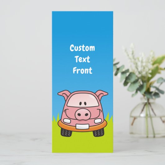 Varkensauto Cartoon Kaart (Staand voorkant)