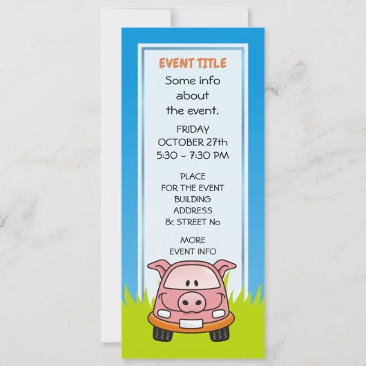 Varkensauto Cartoon Kaart (Achterkant)