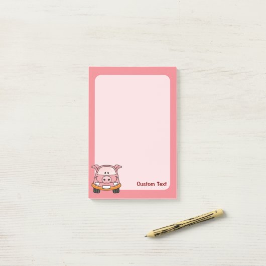 Varkensauto Cartoon Post-it® Notes (Op bureau)