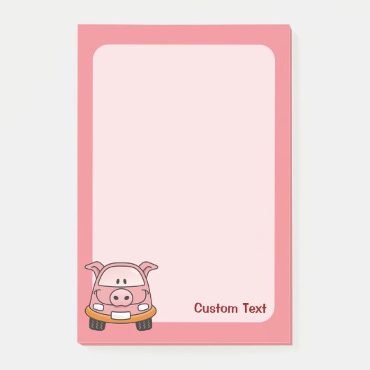 Varkensauto Cartoon Post-it® Notes (Voorkant)