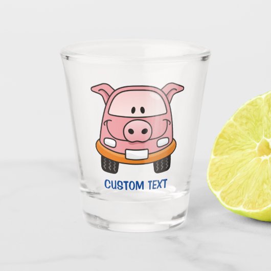 Varkensauto Cartoon Shot Glas (Voorkant)