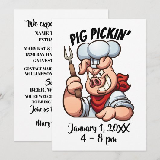 VARKENSBARBBECUE UITNODIGING (Voorkant / Achterkant)