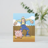 Varkensboer die zich op varkensvlees bevindt briefkaart (Staand voorkant)