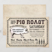varkensbraaduitnodigingen (ticketstijl) kaart (Voorkant / Achterkant)