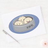 Varkensbroodje dim sum Chinees ontbijt gestoomd bb Ovale Sticker (Envelop)