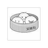 Varkensbroodje dim sum Chinees ontbijt gestoomd bb Rubberstempel (Afrduk)
