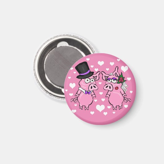 Varkensbruid en bruidegom koelkastmagneet magneet (Voorkant / Achterkant)