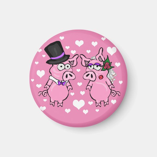 Varkensbruid en bruidegom koelkastmagneet magneet (Voorkant)