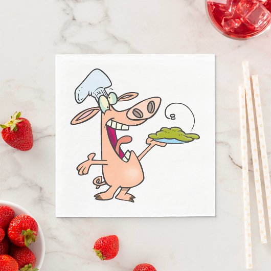 Varkenschef Met Eten Servet