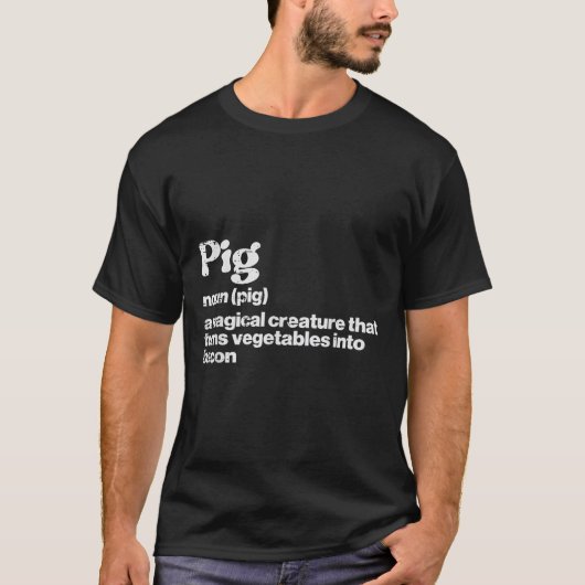 Varkensdefinitie Bacon Funny BBQ Barbecue Grill Ma T-shirt (Voorkant)