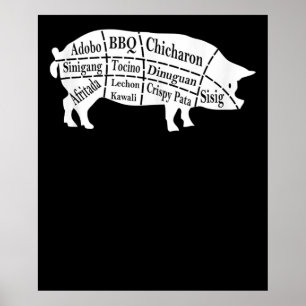 Varkensdelen Eten BBQ Pinoy Adobo Liefhebbers Cade Poster