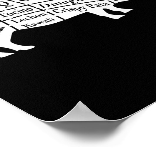 Varkensdelen Filipijns eten BBQ Pinoy Adobo Funny  Poster (Hoek)