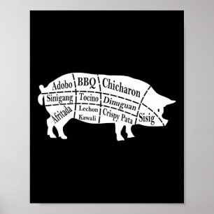 Varkensdelen Filipijns eten BBQ Pinoy Adobo Funny  Poster
