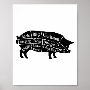 Varkensdelen Filipijns eten BBQ Pinoy Adobo Funny Poster
