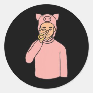 Varkensdier ASL Handgebaar Doof Gehoorverlies Awar Ronde Sticker