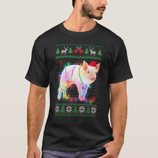 Varkensdier Oegly Sweater kerstpapaver T-shirt (Voorkant)