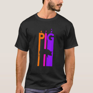 Varkensdier regenboog bubbel met silhouet t-shirt