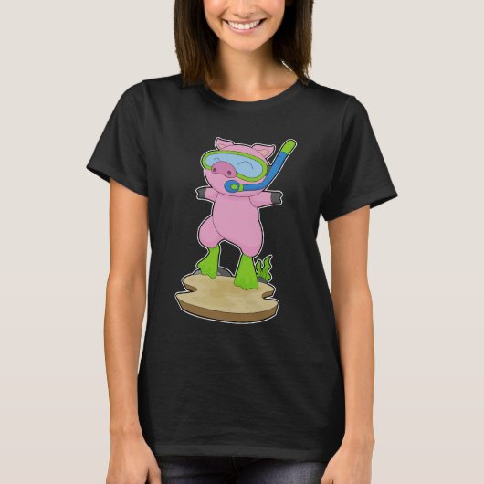 Varkensduiker Snorkel Duiken T-shirt (Voorkant)
