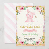 Varkensfeest boerderij verjaardagsuitnodiging kaart (Voorkant / Achterkant)