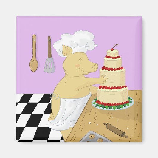 Varkensgebak Chef Koelkast Magnet (Voorkant)