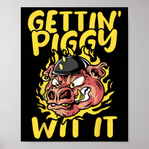 Varkensgebraden barbecue krijgt Piggy With It BBQ Poster