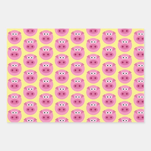 Varkensgezicht cartoon aangepaste kleur wrapping p inpakpapier vel (Voorkant 3)