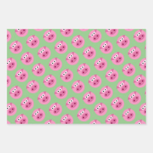 Varkensgezicht cartoon aangepaste kleur wrapping p inpakpapier vel (Voorkant 2)