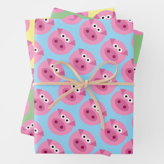 Varkensgezicht cartoon aangepaste kleur wrapping p inpakpapier vel (In situ)