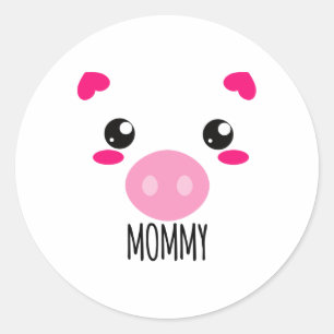 Varkensgezicht Kawaii Halloween Costume voor mammi Ronde Sticker