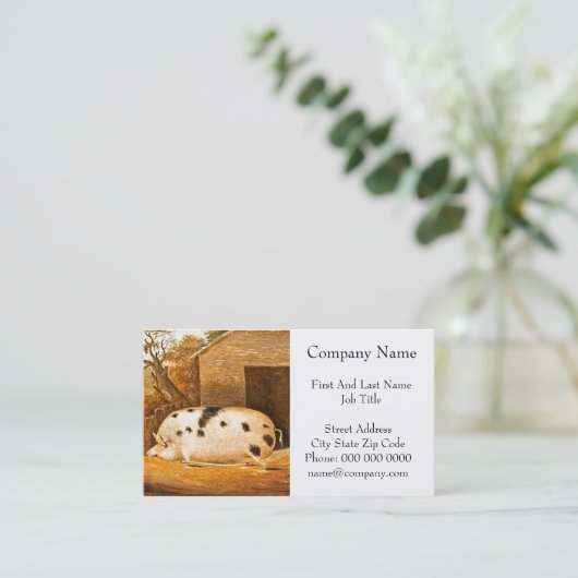 Varkenshond  Boerderij Art Painting Visitekaartje (Staand voorkant)