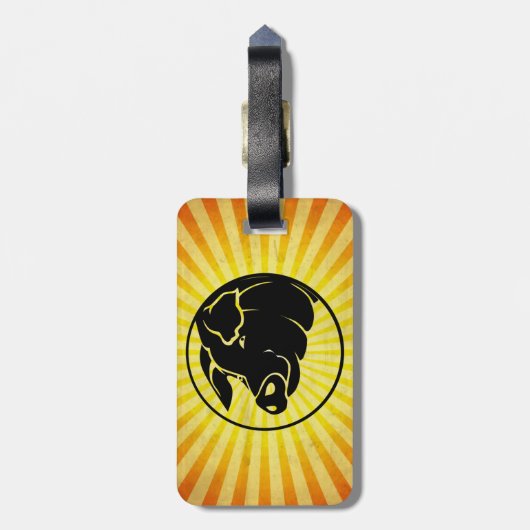 Varkenshoofd; geel bagagelabel (Achterkant verticaal)