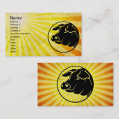 Varkenshoofd; geel visitekaartje (Voorkant / Achterkant)