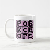 Varkenshop, varkensvlees koffiemok (Links)