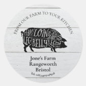 varkenshouder die product afzet slager boer ronde sticker (Voorkant)