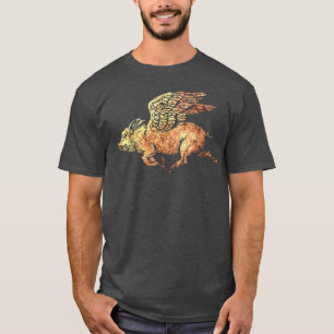 Varkenshouderij met vleugelvliegende vleugels t-shirt