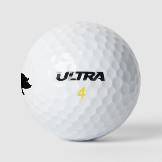 Varkensilhouet met aangepaste tekst golfballen (Logo)