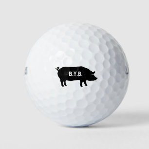 Varkensilhouet met aangepaste tekst golfballen