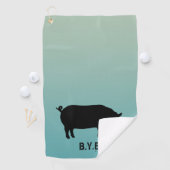 Varkensilhouet met aangepaste tekst golfhanddoek (Insitu)