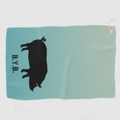 Varkensilhouet met aangepaste tekst golfhanddoek (Horizontaal)