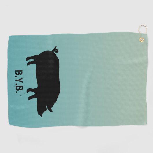 Varkensilhouet met aangepaste tekst golfhanddoek (Horizontaal)