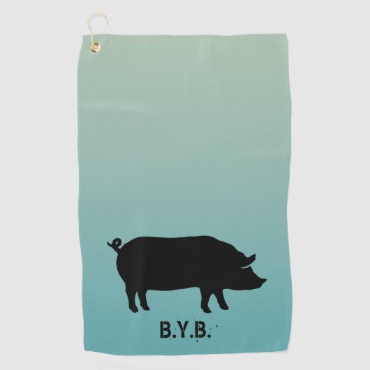 Varkensilhouet met aangepaste tekst golfhanddoek (Voorkant)