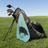 Varkensilhouet met aangepaste tekst golfhanddoek (Groen)